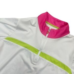 EP New York Large Long Sleeve 1/4 Zip White Pink‎ Green Golf Top